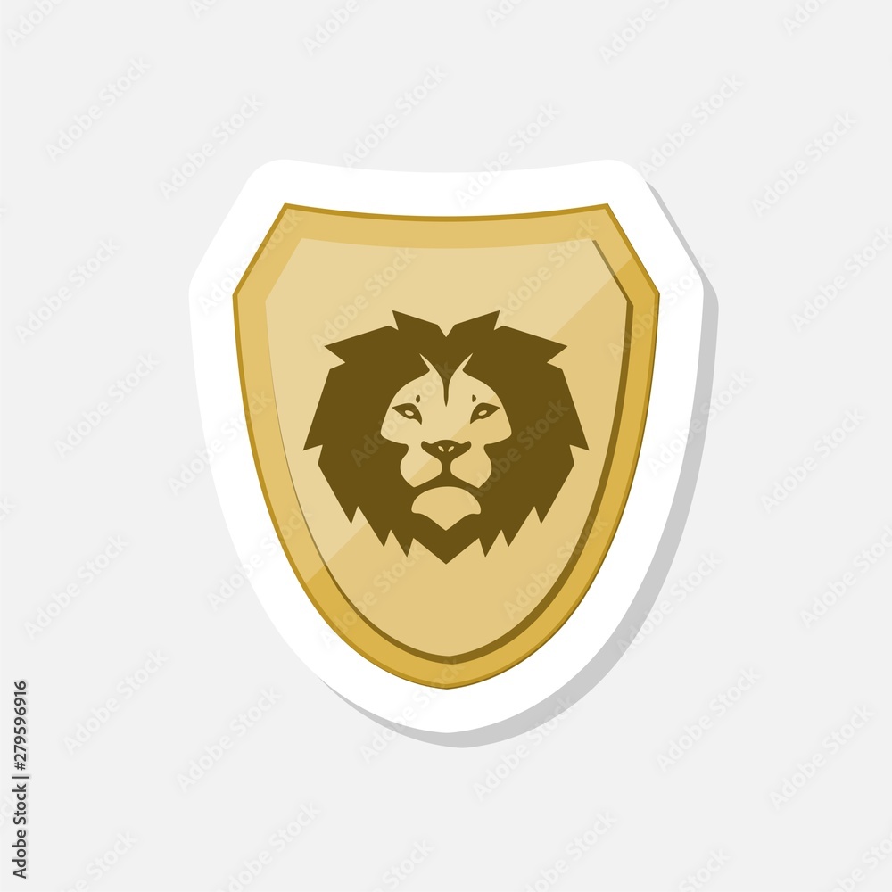 Lion shield logo design template, Lion head sticker Lion shield logo design template, Lion head sticker