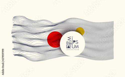 Wave with connected dots. 3D grid surface in technology style. Abstract background. Vector illustration with particle.