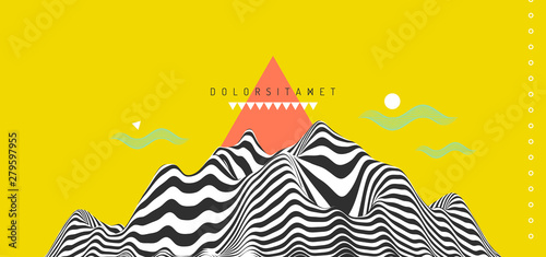 Landscape background. 3d surreal vector illustration for brochure, magazine, poster, presentation, flyer and banner. .