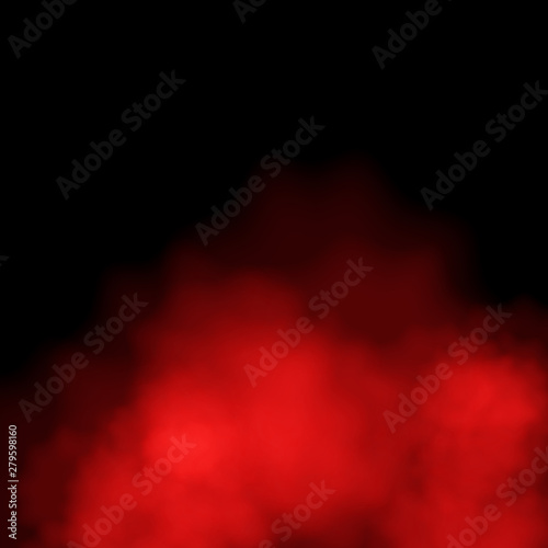 Red fog or mist color special smoke effect isolated on black background. EPS 10