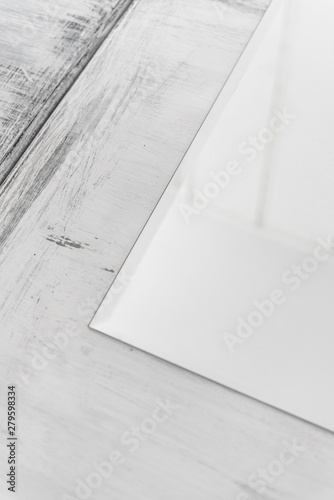 Light background, white wood and glass texture, geometric