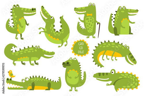 Fotografia Crocodile Cute Character In Different Poses Childish Stickers