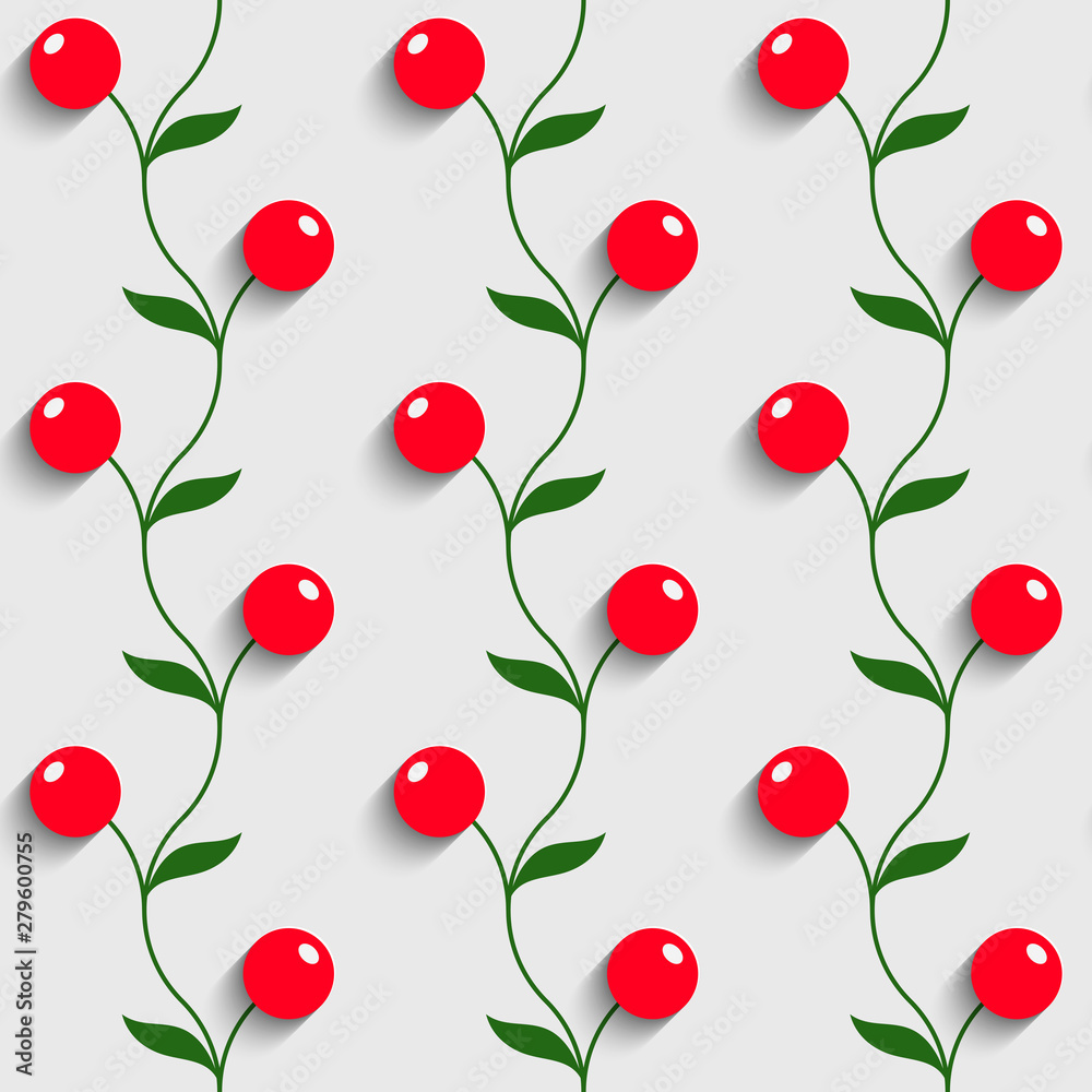 Seamless Red Berry Background. Vector Floral Pattern Seamless Red Berry Background. Vector Floral Pattern