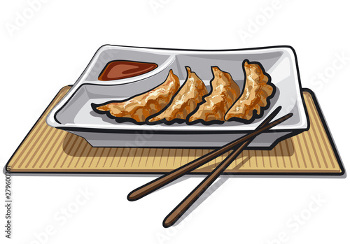 chinese dumplings with sauce