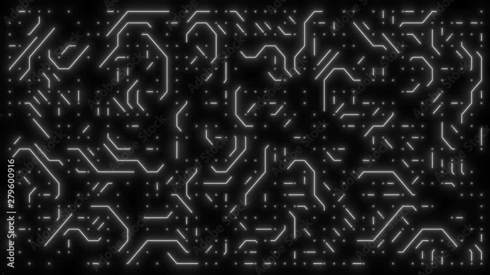 Abstract circuit board animation. Macro tracking over circuit board with conceptual image of the electrical signals flowing in electrical conductors. Abstract circuit board animation. Macro tracking over circuit board with conceptual image of the electrical signals flowing in electrical conductors.