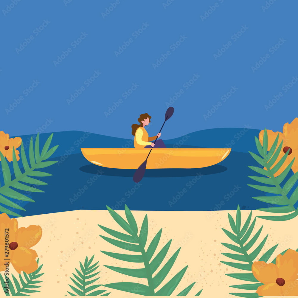 woman with boat and adventure rowing woman with boat and adventure rowing