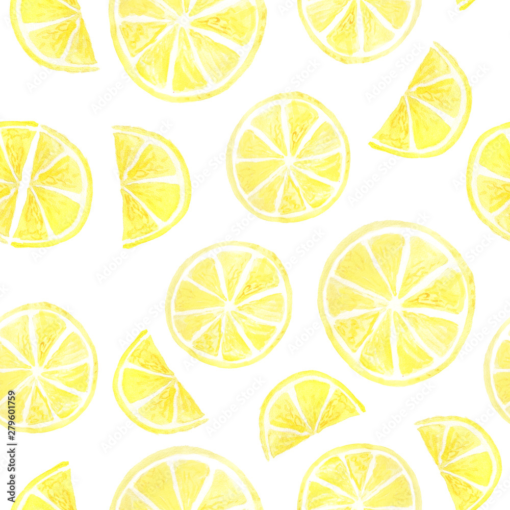 Watercolor summer citrus seamless pattern