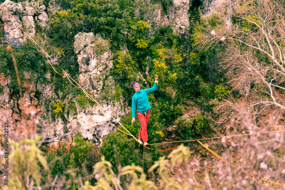 Fototapeta premium Highline in the mountains.