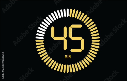 The 45 minutes, stopwatch vector icon, digital timer. clock and watch, timer, countdown symbol