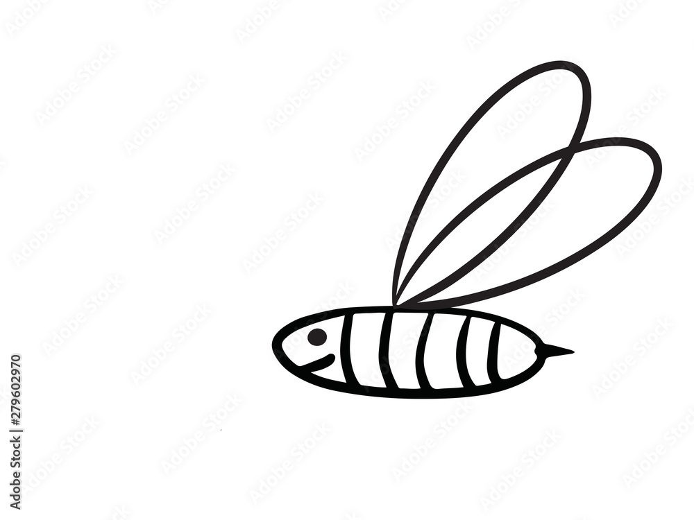Single Bee Line Art Sketching Black and White bee vector illustration Single Bee Line Art Sketching Black and White bee vector illustration