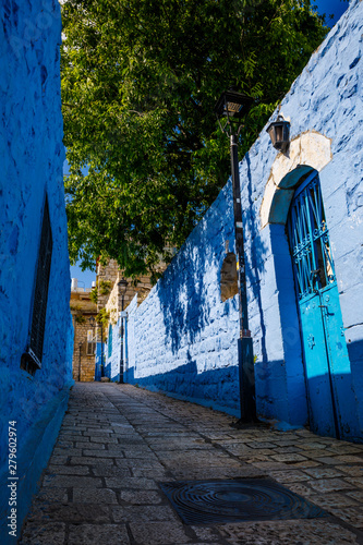 Blue Lane in Safed, Israel photo