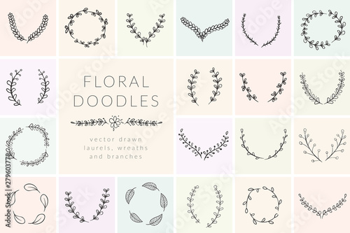 Vector Hand Drawn Doodle florals and plants