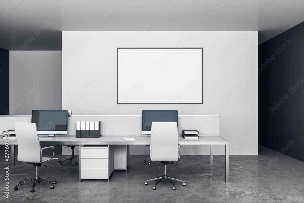 Contemporary office with empty poster