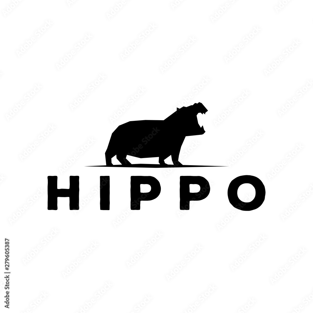 Obraz premium hippo logo concept silhouette vector