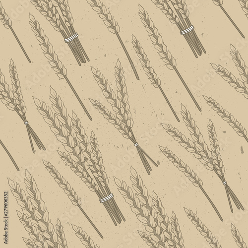 Collection of cereals, seamless pattern vector. Hand drawn overlapping background. Colorful backdrop with plants. Decorative wallpaper, good for printing