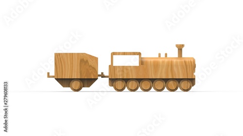 3d rendering of a toy locomotive isolated in white studio background