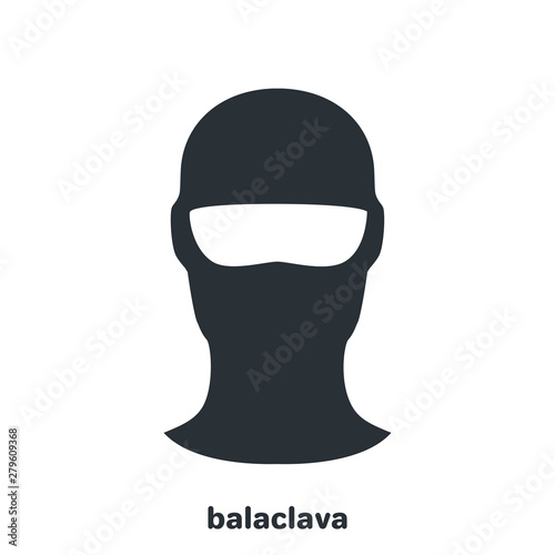 flat vector image on white background, black balaclava icon, man hiding his face