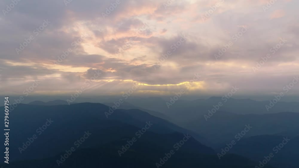 The flight above foggy mountains. Hyperlapse The flight above foggy mountains. Hyperlapse