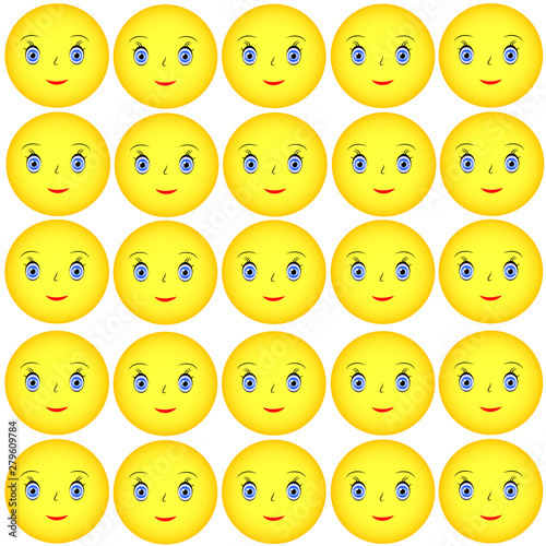 Page with same faces yellow emoticons