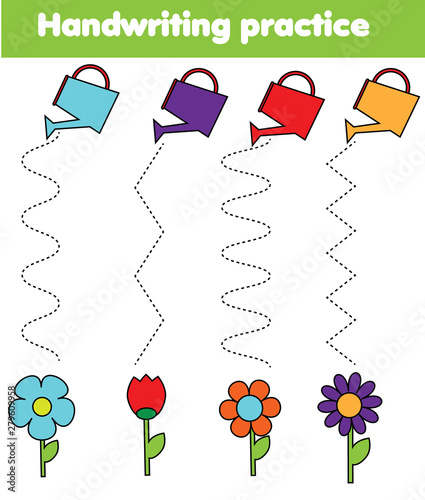 Handwriting practice sheet. Educational children game. Tracing lines. early education worksheet for kids