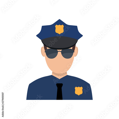 Police officer avatar illustration. Trendy policeman icon in flat style.