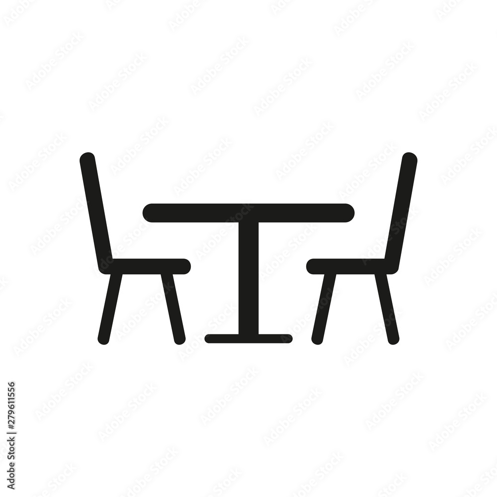 Table with chairs icon. Bistro round table symbol for your web site design, logo, app, UI. Vector illustration, EPS10. Table with chairs icon. Bistro round table symbol for your web site design, logo, app, UI. Vector illustration, EPS10.