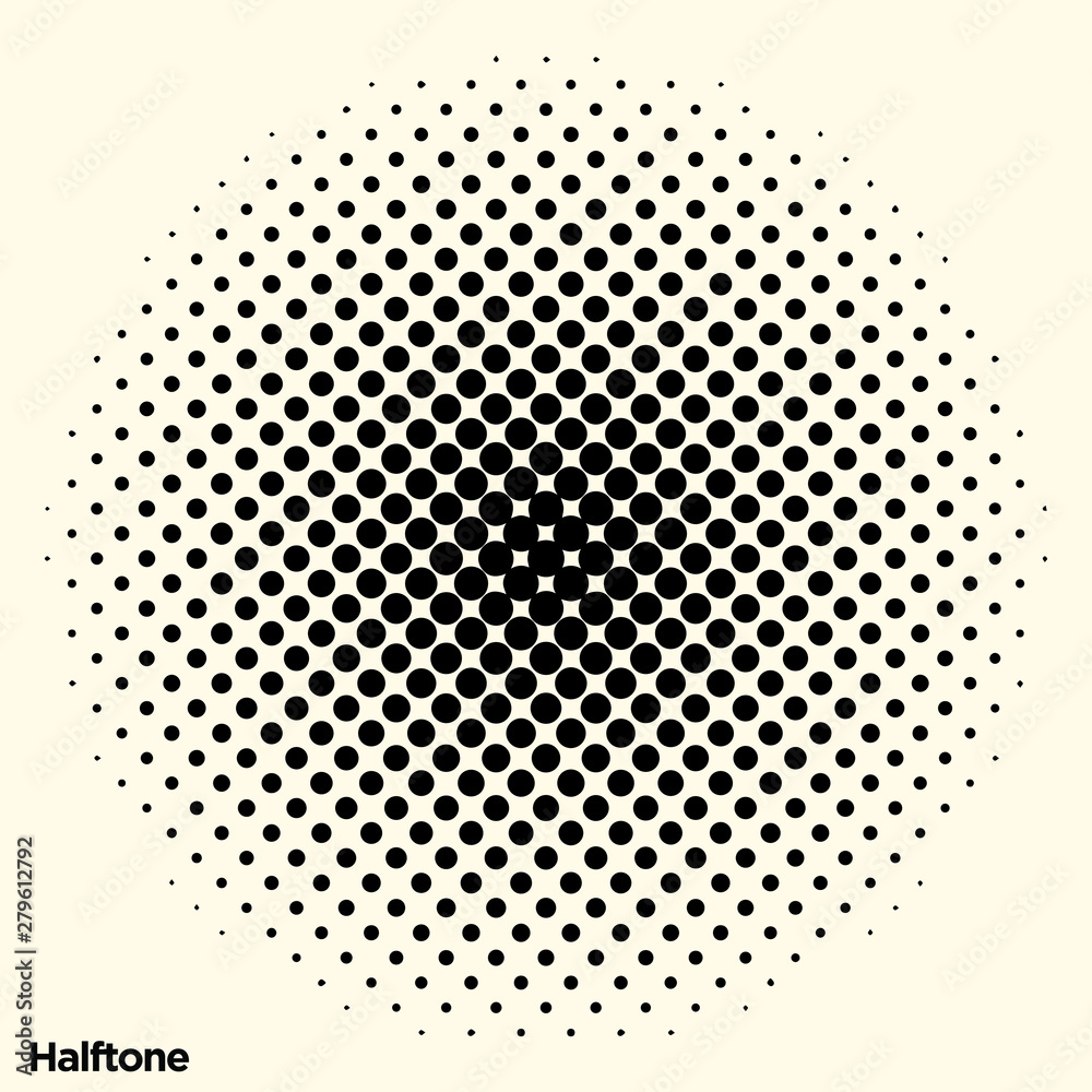 Halftone circles, halftone dot pattern