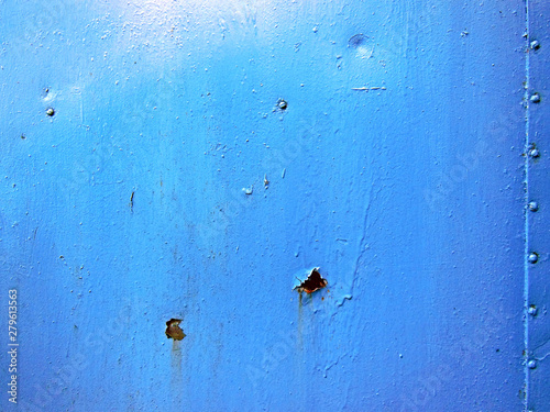 Abstract view of a blue metal wall