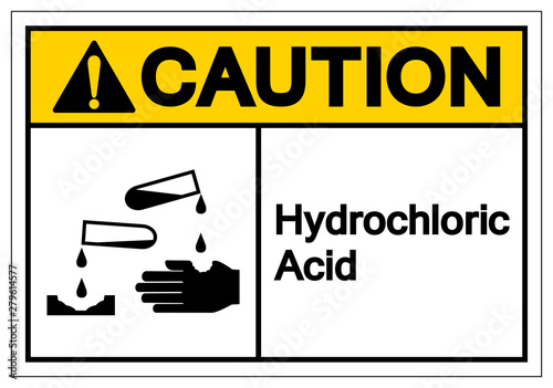 Caution Hydrochloric Acid Symbol Sign ,Vector Illustration, Isolate On White Background Label .EPS10