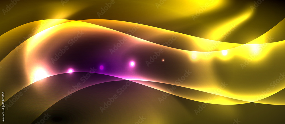 Glossy glowing neon light wave background Glossy glowing neon light wave background