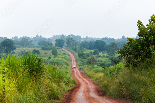 A dirt road in the Murchison Falls National Park in Uganda