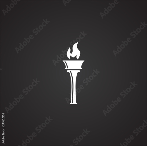 Torch icon on background for graphic and web design. Simple illustration. Internet concept symbol for website button or mobile app.