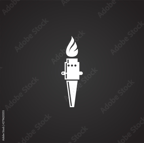 Torch icon on background for graphic and web design. Simple illustration. Internet concept symbol for website button or mobile app.