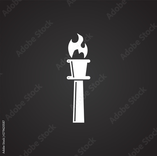 Torch icon on background for graphic and web design. Simple illustration. Internet concept symbol for website button or mobile app.