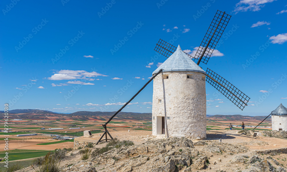 windmills of Consuegra in Toledo City, were used to grind grain of wheat and barley