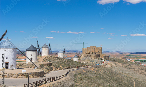 White wind mills for grinding wheat. Town of Consuegra in the province of Toledo, Spain © Fernando Cortés