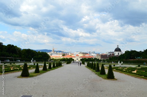 Vienna, Austria, 07.21.2019, Belvedere Palace and gardens with fountains