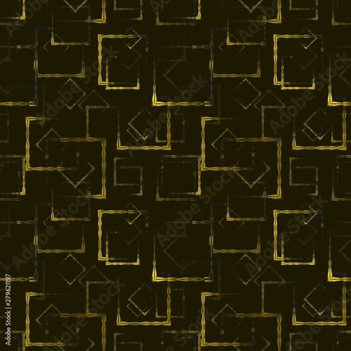 Gold carved squares and rhombuses for an abstract glowing background or pattern.