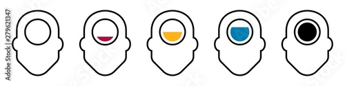 Flat linear design. Human icon for apps, web sites and public use. Human head and indicator with energy level. Concept - Brain activity and human condition - Vector.