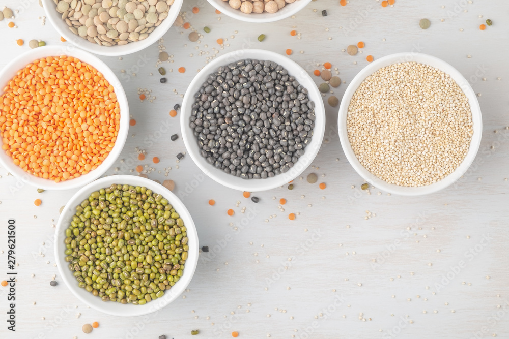 Various legumes in small bowls Various legumes in small bowls