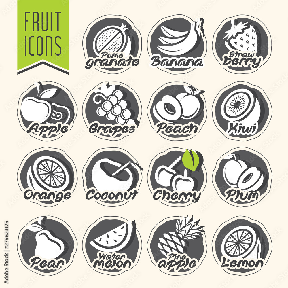 Ready design vector fruit icon set Ready design vector fruit icon set