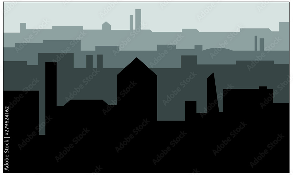 cityscape perspective scene vector illustration