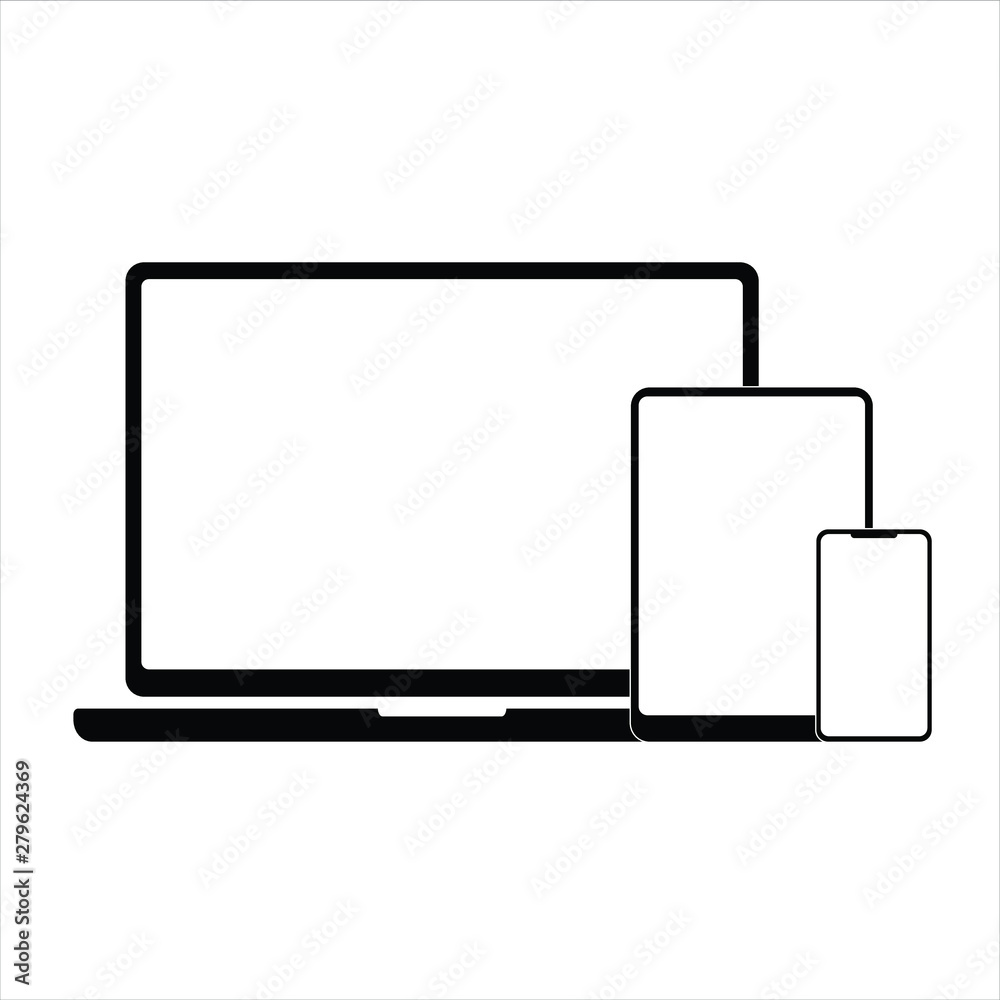 Illustration of laptop and phone Icon - Vector. Illustration of laptop and phone Icon - Vector.