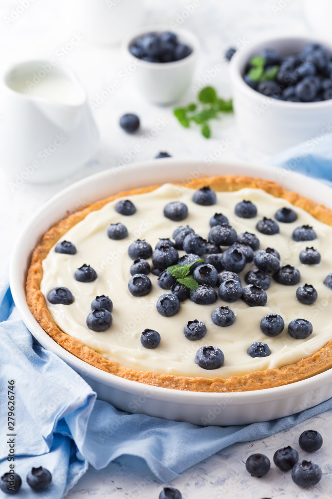 Blueberry tart with whipped cream Blueberry tart with whipped cream