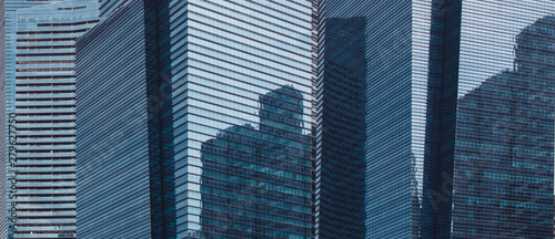 Downtown business district blue glass skyscrapers Background pattern