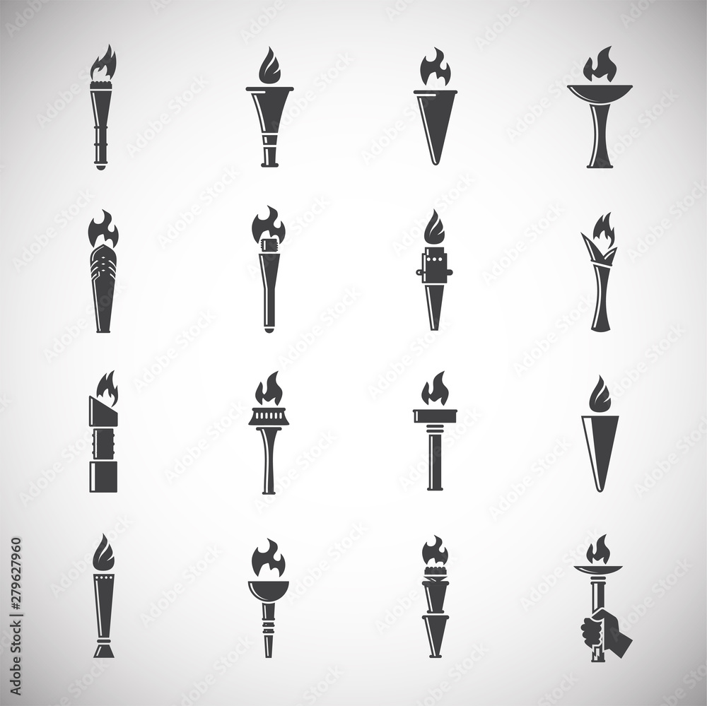 Naklejka premium Torch icons set on background for graphic and web design. Simple illustration. Internet concept symbol for website button or mobile app.
