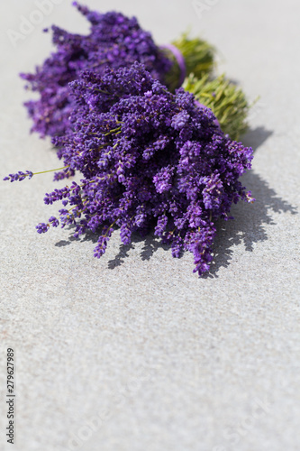 Two fresh purple lavender bouquets