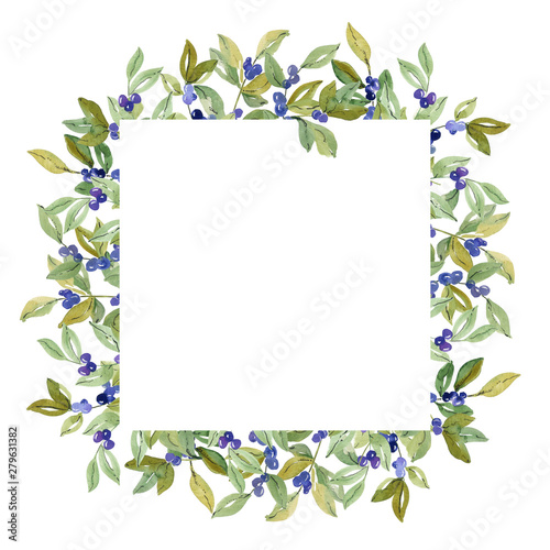 Wallpaper Mural Watercolor  floral  blueberry frame. Could be used for wedding invites, autumn festivals, sales,  greeting cards, back to school cards and other autumn events. Torontodigital.ca