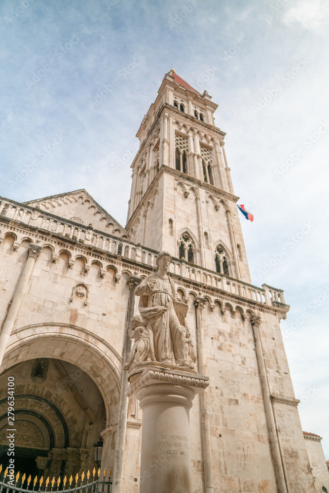 Monument or statue at Saint Lovre church square in Trogir, Croatia