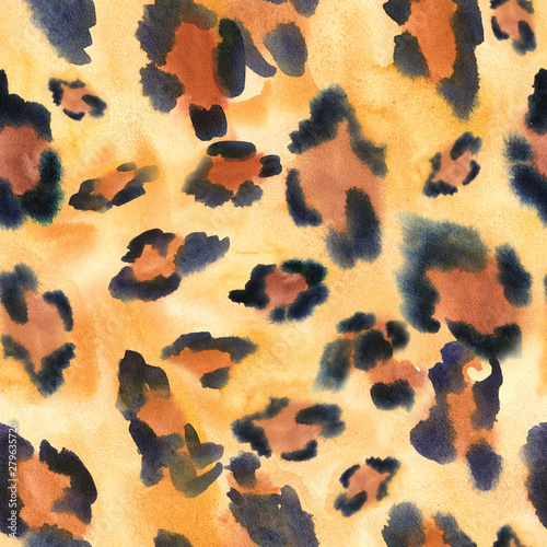 Canvas Print Abstract watercolor animal print seamless pattern, natural trendy texture